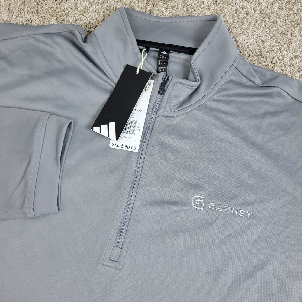 NWT Adidas Mens 2XL Solid Gray Performance Stretch Quarter Zip